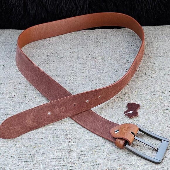 Handmade Waistband Brown Genuine Leather Belt Pin Buckle Belt Size 41-42 in NEW - Picture 6 of 11